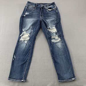 Judy Blue Jeans Womens 14W Boyfriend Distressed High Rise Stretch Denim JB82427